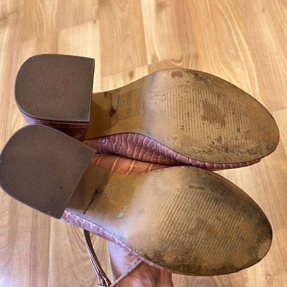 ASOS Pink Reptile Skin Peeptoe Block Heels Size 6 - Picture 6 of 6